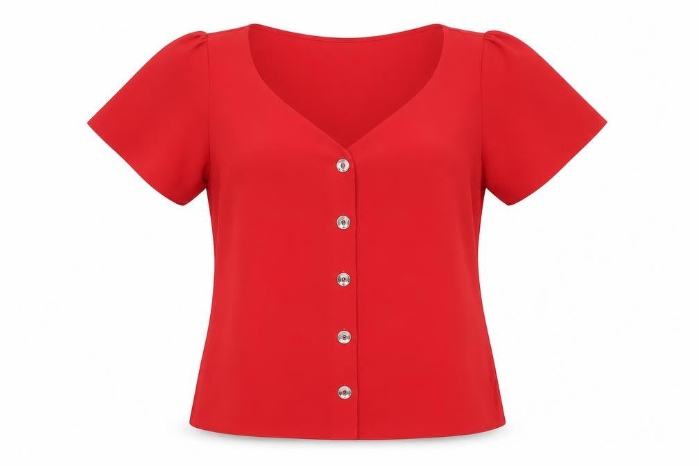 Womens UK Size 10 Oasis Red Basic Blouse