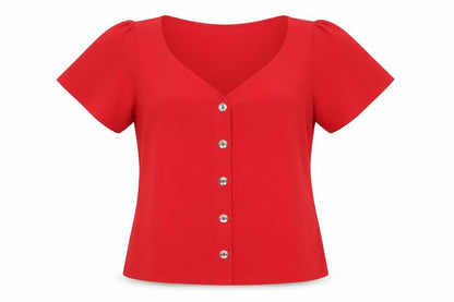 Womens UK Size 10 Oasis Red Basic Blouse