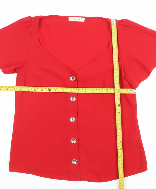 Womens UK Size 10 Oasis Red Basic Blouse
