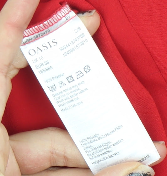 Womens UK Size 10 Oasis Red Basic Blouse