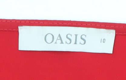 Womens UK Size 10 Oasis Red Basic Blouse