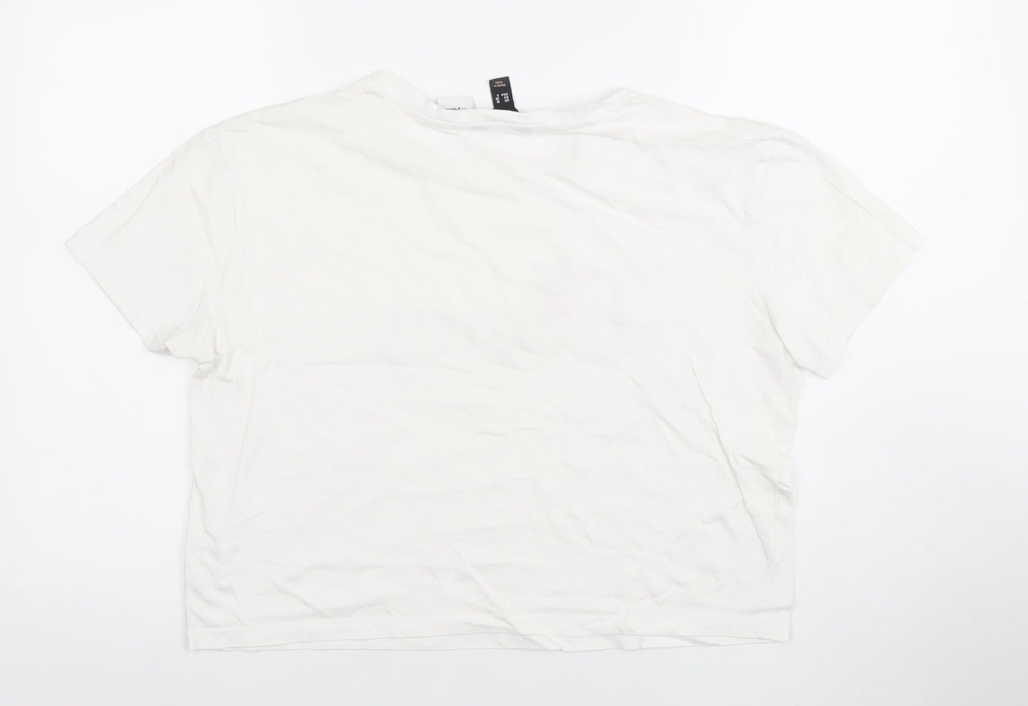 Womens UK Size 10 New Look White Cropped T-Shirt