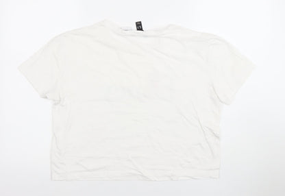 Womens UK Size 10 New Look White Cropped T-Shirt