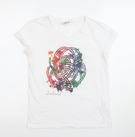 Womens UK Size 10 Traditional Craftwear White Basic T-Shirt