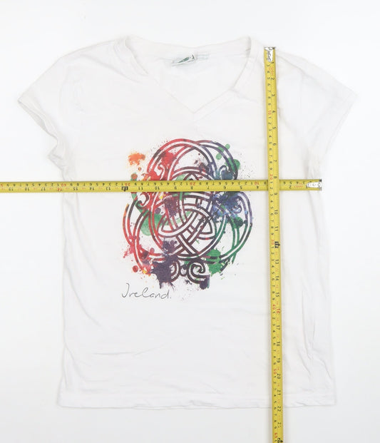 Womens UK Size 10 Traditional Craftwear White Basic T-Shirt