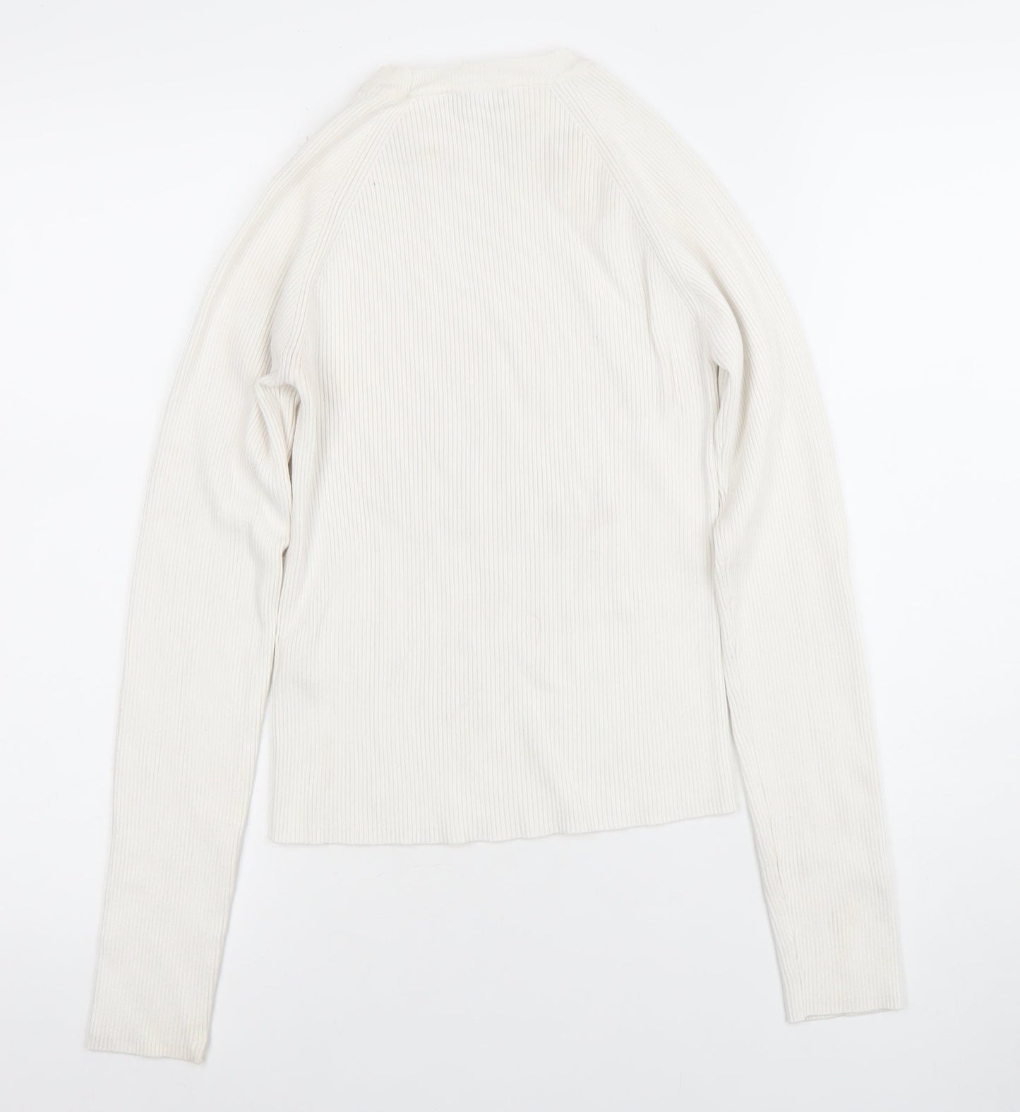 Womens UK Size L Zara Ivory Basic T-Shirt