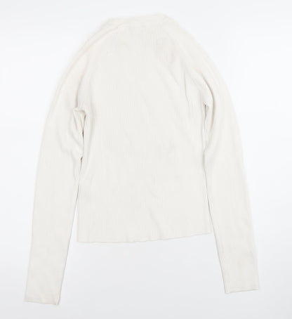 Womens UK Size L Zara Ivory Basic T-Shirt