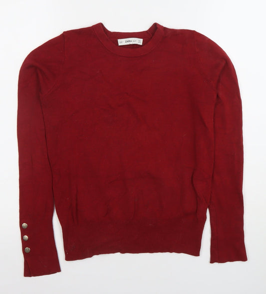 Womens UK Size 8 Zara Red Basic Blouse