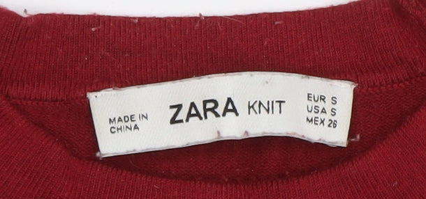 Womens UK Size 8 Zara Red Basic Blouse