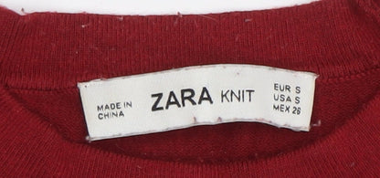 Womens UK Size 8 Zara Red Basic Blouse