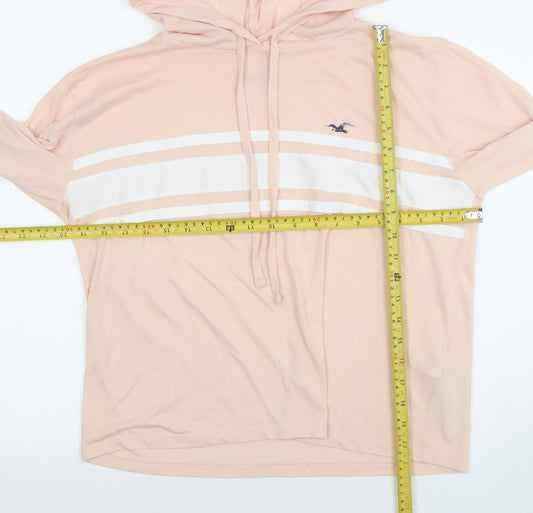 Hollister Women Peach Hoodie Size M Long Sleeve Pullover Cotton Blend