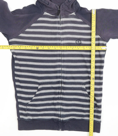 Henri Lloyd Boys Navy Blue Full Zip Hoodie 12-13 Years Striped Cotton Blend
