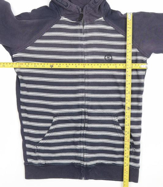 Henri Lloyd Boys Navy Blue Full Zip Hoodie 12-13 Years Striped Cotton Blend