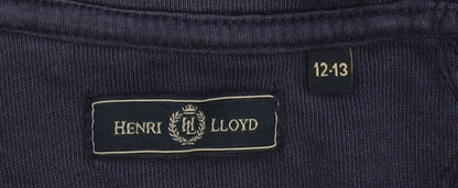Henri Lloyd Boys Navy Blue Full Zip Hoodie 12-13 Years Striped Cotton Blend