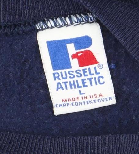 Mens UK Size L Russell Athletic Blue Pullover Sweatshirt