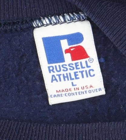 Mens UK Size L Russell Athletic Blue Pullover Sweatshirt