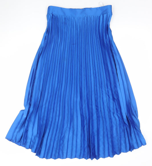 Primark Women’s Blue Pleated Midi Skirt Size 12 Polyester