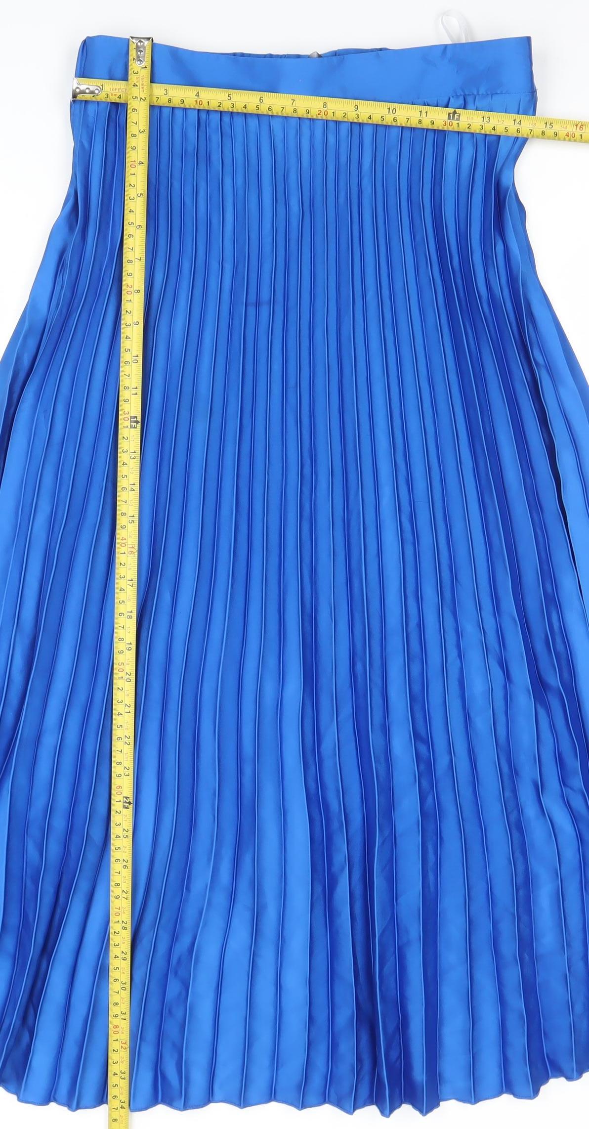 Primark Women’s Blue Pleated Midi Skirt Size 12 Polyester