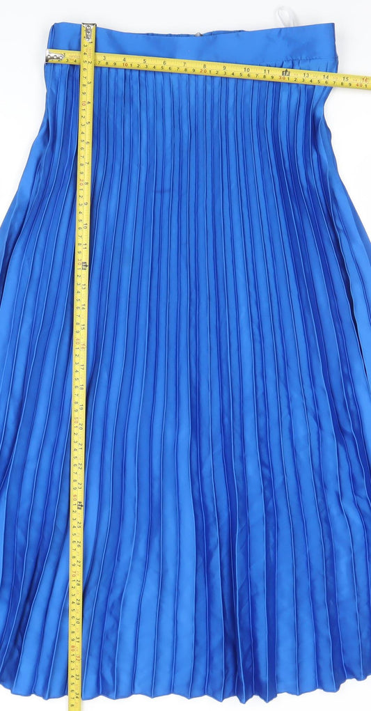 Primark Women’s Blue Pleated Midi Skirt Size 12 Polyester