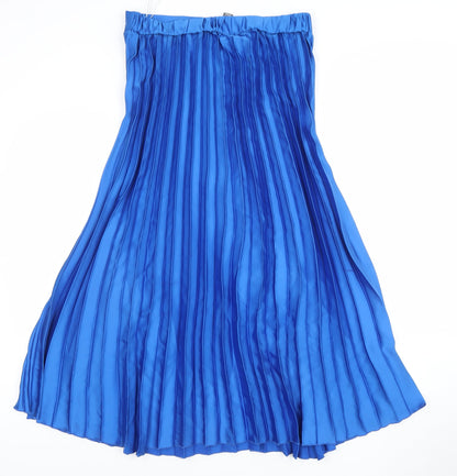 Primark Women’s Blue Pleated Midi Skirt Size 12 Polyester
