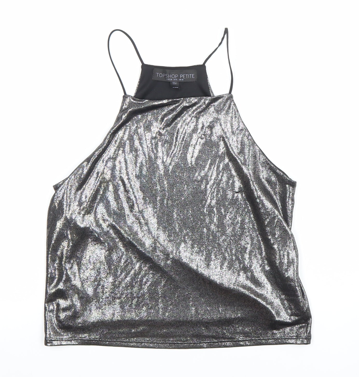 Womens UK Size 10 Topshop Silver Camisole Tank