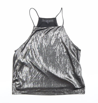 Womens UK Size 10 Topshop Silver Camisole Tank