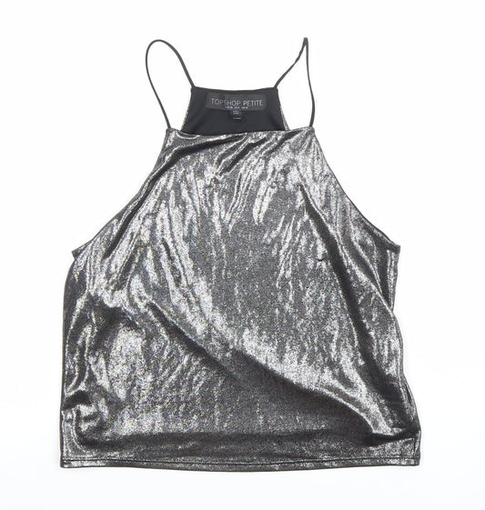 Womens UK Size 10 Topshop Silver Camisole Tank