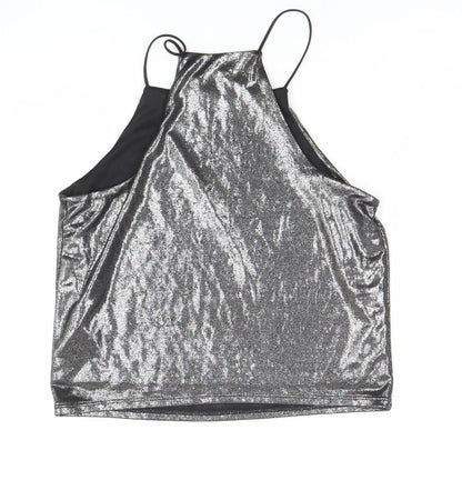 Womens UK Size 10 Topshop Silver Camisole Tank