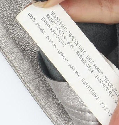 Bershka Women Silver Faux Leather Straight Pencil Skirt UK 12