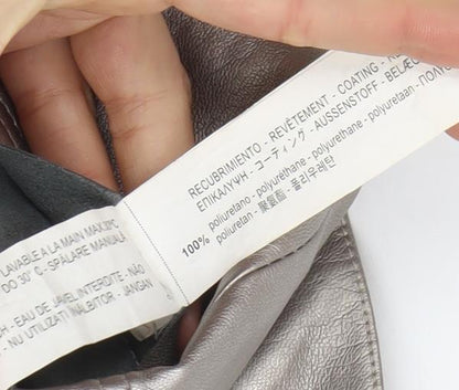 Bershka Women Silver Faux Leather Straight Pencil Skirt UK 12