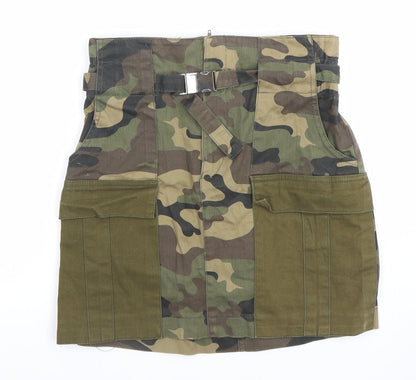 Bershka Women’s Green Camo Cargo Short Skirt L High Rise