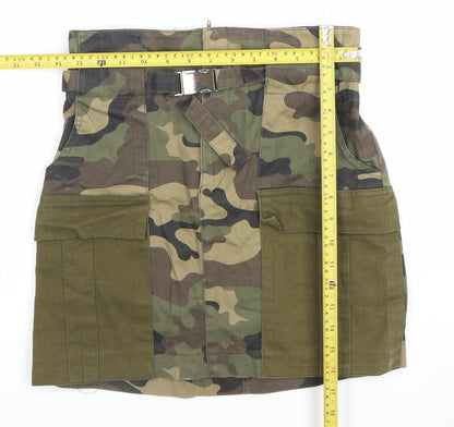Bershka Women’s Green Camo Cargo Short Skirt L High Rise