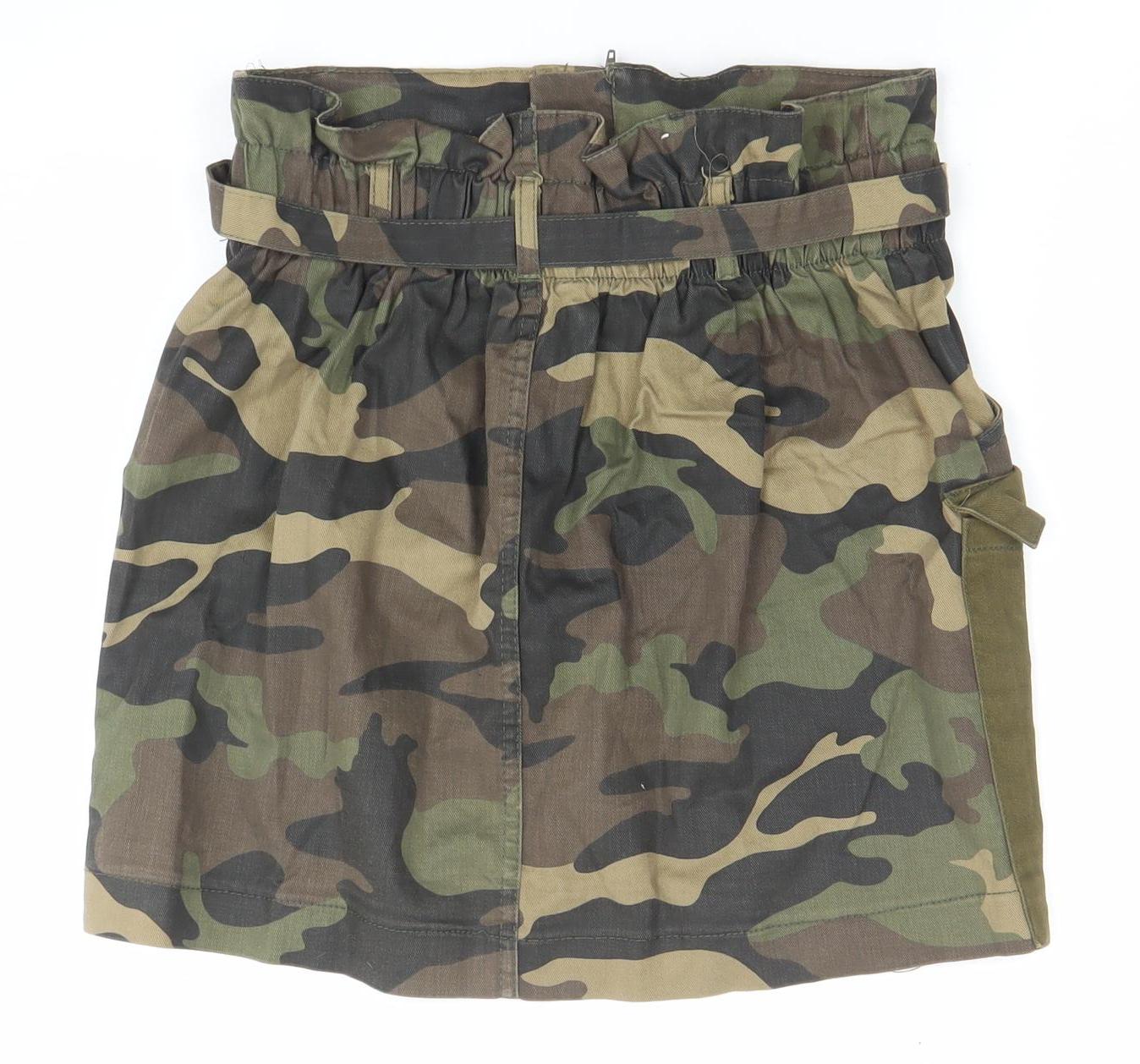 Bershka Women’s Green Camo Cargo Short Skirt L High Rise