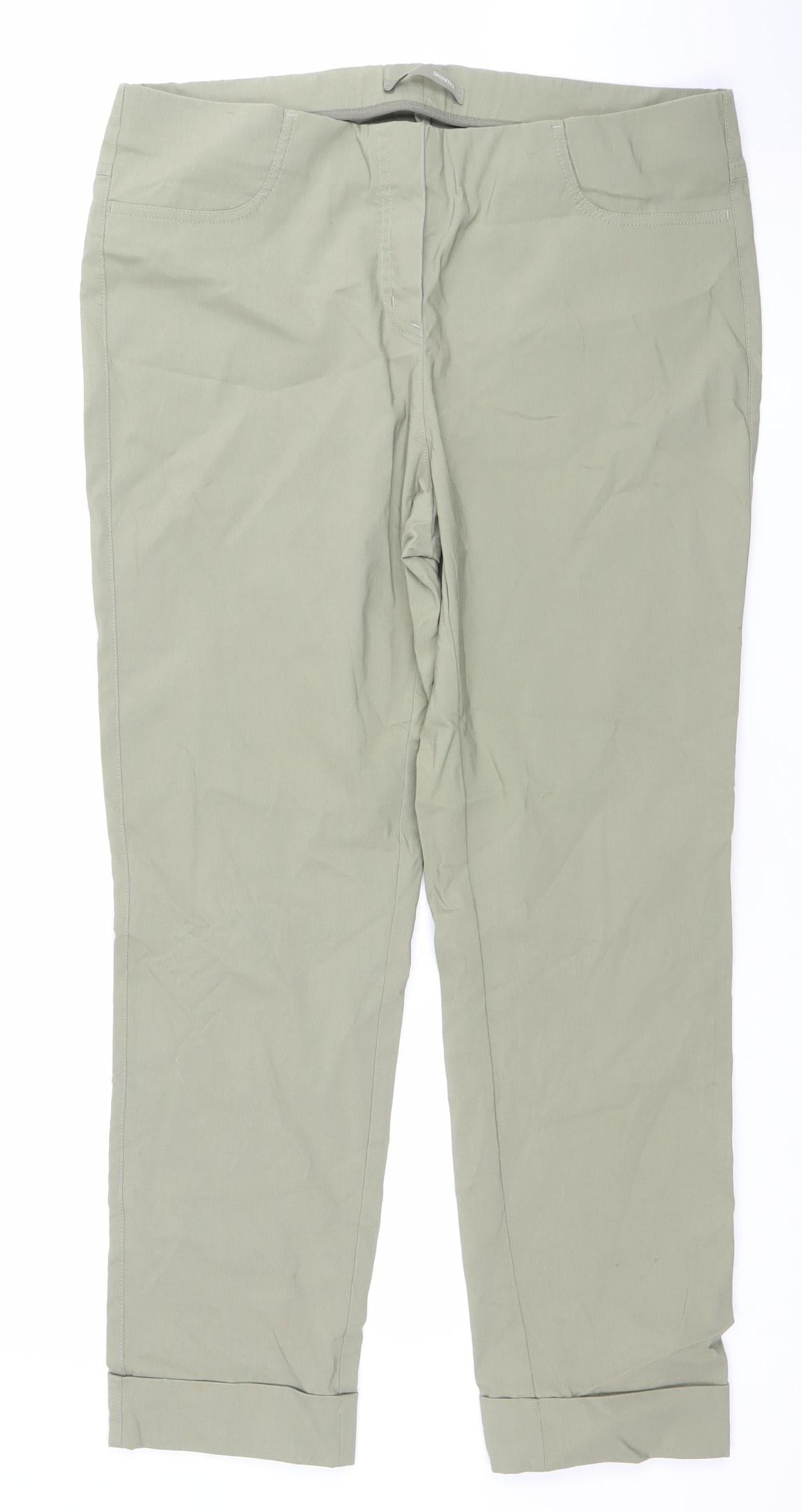 Womens UK Size 16 H&M Regular Fit CasualTravelWorkwear Green Trousers