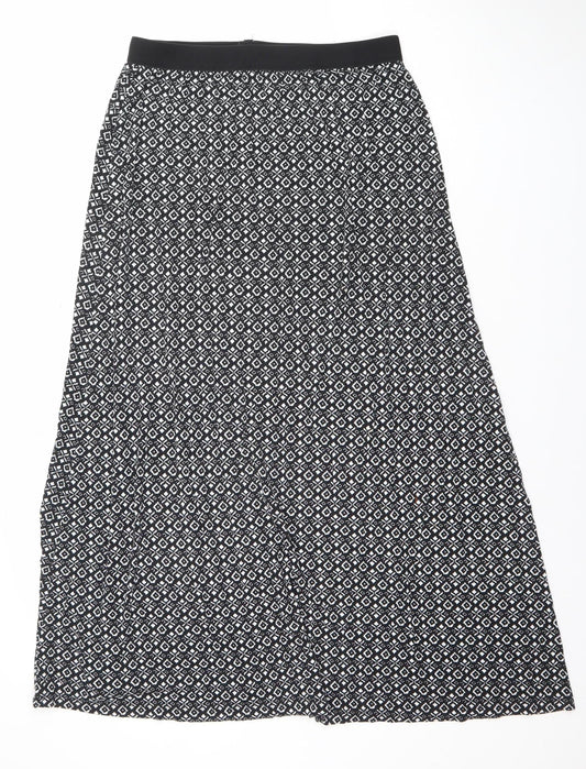 Esmara Women's Black Geometric Midi A-Line Jersey Skirt Size 14