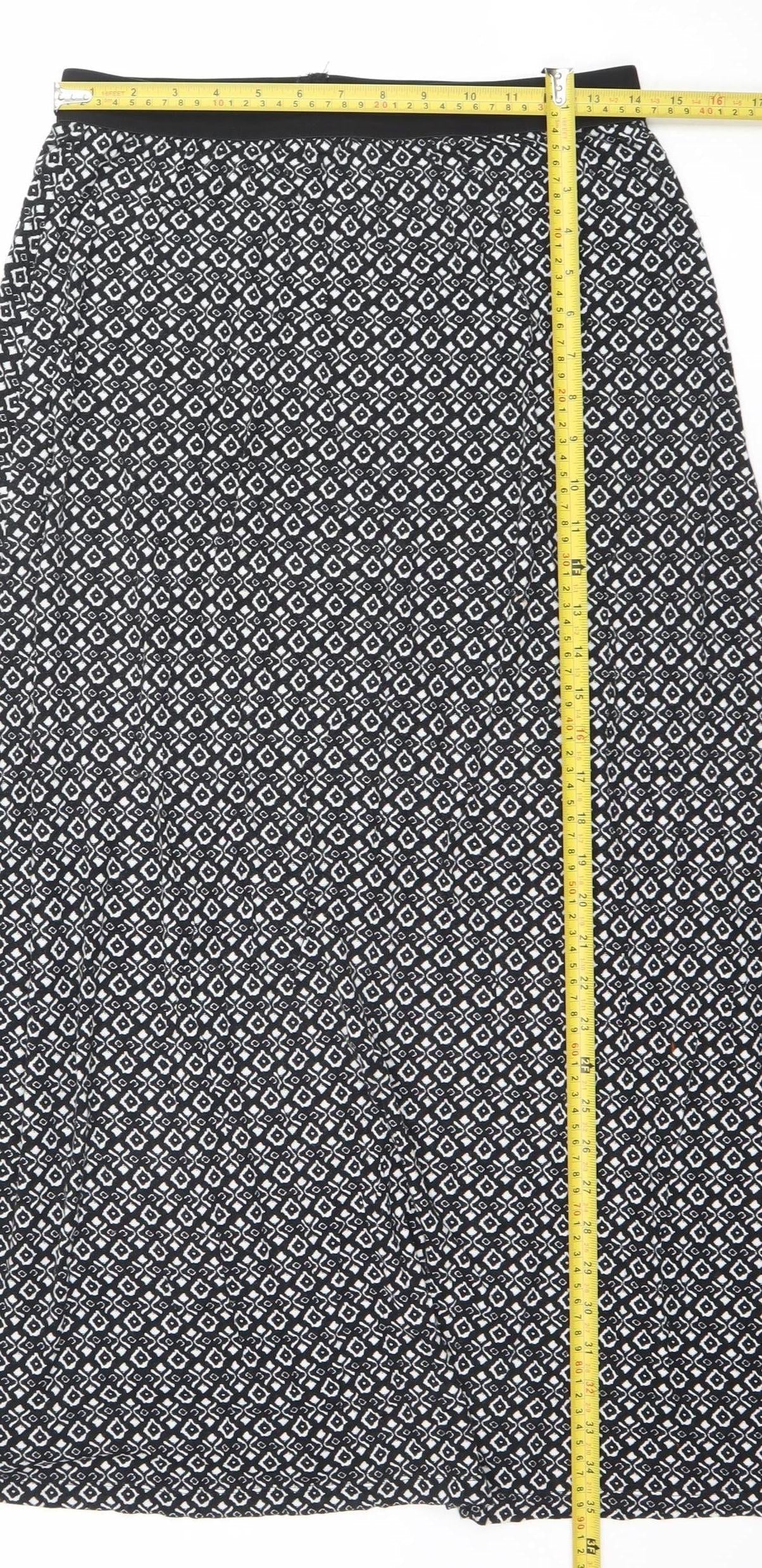 Esmara Women's Black Geometric Midi A-Line Jersey Skirt Size 14