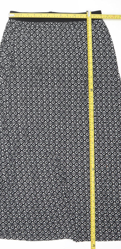 Esmara Women's Black Geometric Midi A-Line Jersey Skirt Size 14