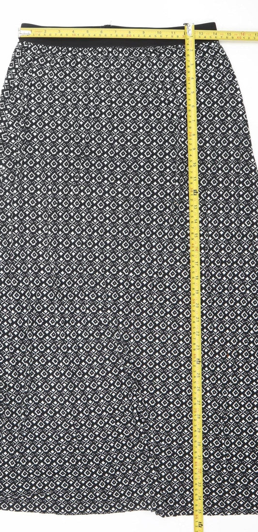 Esmara Women's Black Geometric Midi A-Line Jersey Skirt Size 14
