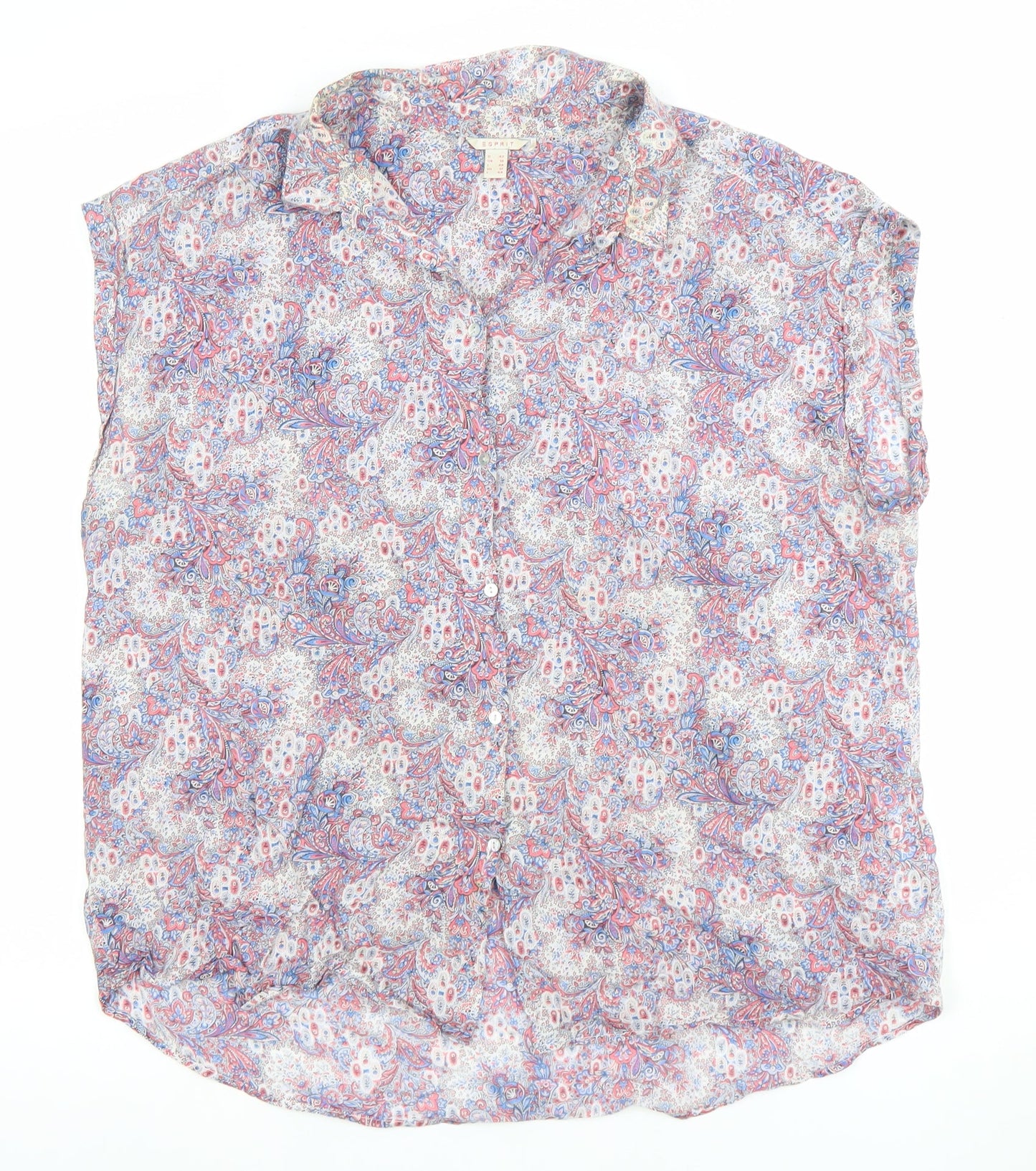 Esprit Womens Multicoloured Paisley Cotton Sleeveless Tunic Blouse Size 16