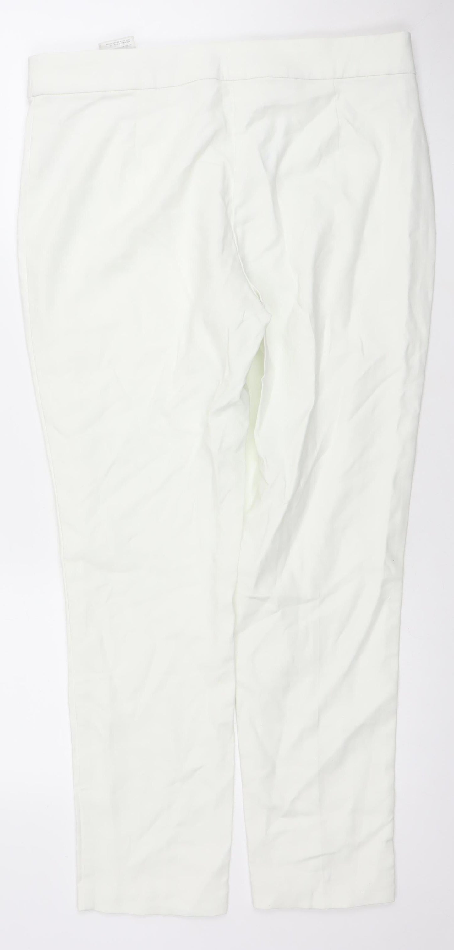 F&F Women White Slim Fit Stretch Cotton Trousers Size 12