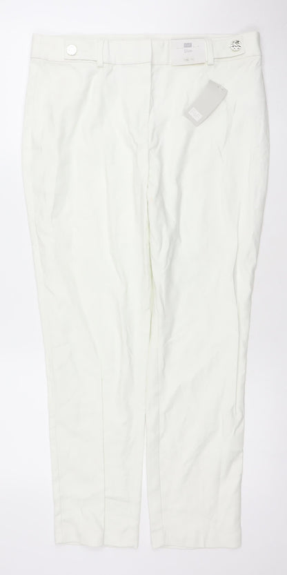 F&F Women White Slim Fit Stretch Cotton Trousers Size 12