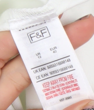 F&F Women White Slim Fit Stretch Cotton Trousers Size 12