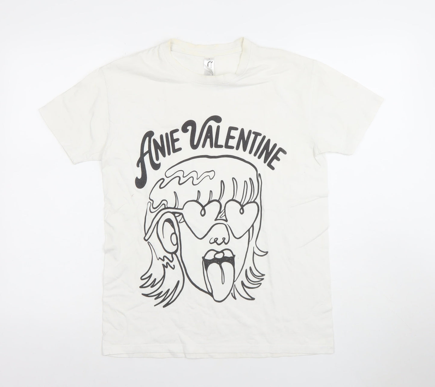 SOL'S Men's White Anie Valentine Graphic Print Cotton T-Shirt Size S