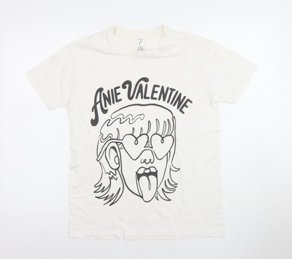 SOL'S Men's White Anie Valentine Graphic Print Cotton T-Shirt Size S