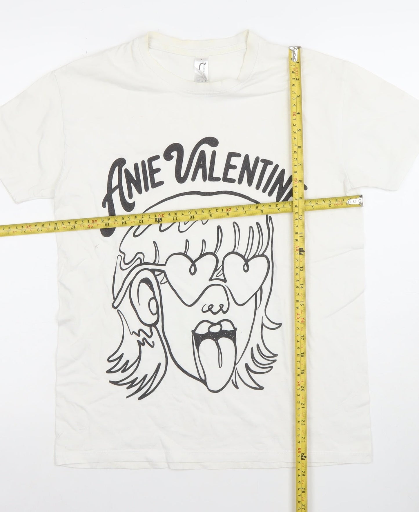 SOL'S Men's White Anie Valentine Graphic Print Cotton T-Shirt Size S