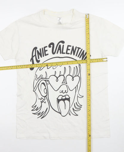 SOL'S Men's White Anie Valentine Graphic Print Cotton T-Shirt Size S