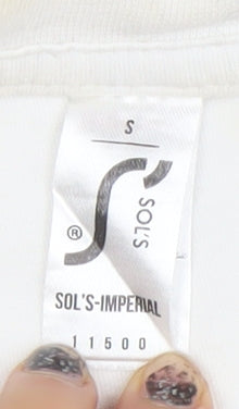 SOL'S Men's White Anie Valentine Graphic Print Cotton T-Shirt Size S