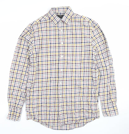 Marks and Spencer Men's Multicoloured Check Cotton Shirt 14.5in Regular Fit