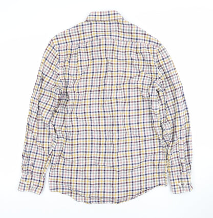 Marks and Spencer Men's Multicoloured Check Cotton Shirt 14.5in Regular Fit