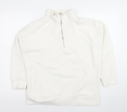 Primark Womens White XS 1/2 Zip Fleece Sweatshirt Pullover